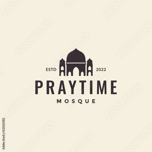 hipster mosque with dome logo design