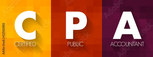 CPA Certified Public Accountant - designation provided to licensed accounting professionals, acronym text concept background