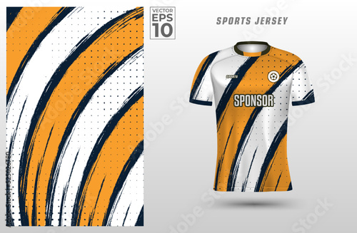 T shirt sport design template with abstract grunge textured pattern for soccer jersey, motocross, cycling, fishing, diving, football, gaming. Tshirt mock up for sport club. Vector illustration