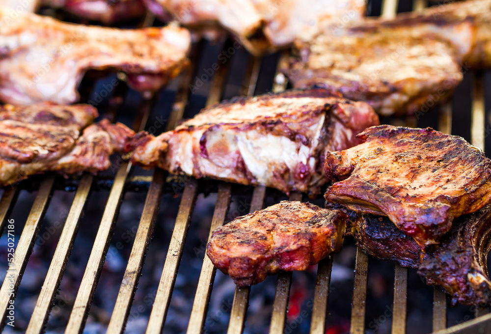 Grilled meat on a street food festival