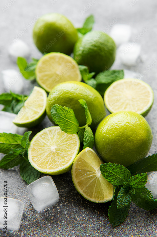 Lime and mint on a dark background. Lime and mint on a dark background.