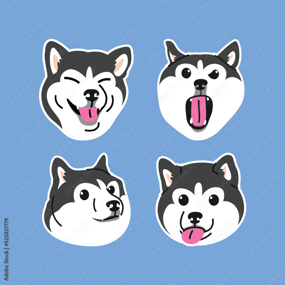 FUNNY FACES HUSKY DOG VECTOR COLLECTION
