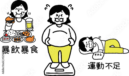 暴飲暴食運動不足で太った私服姿の女性