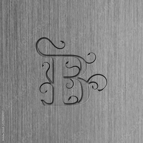 Brushed steel with the letter A texture with the letter B