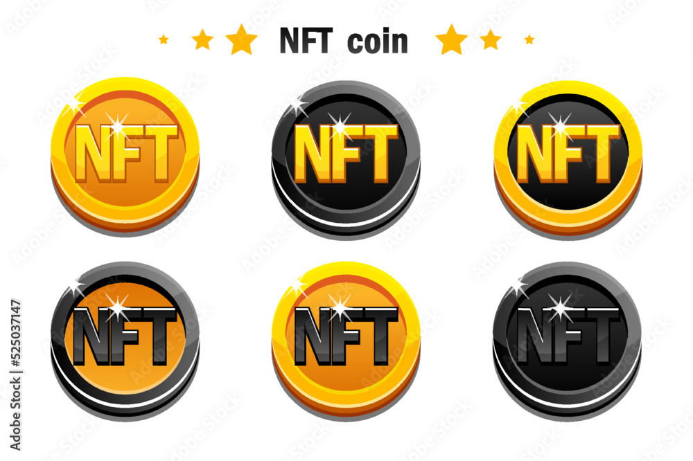 Vector NFT coins. Cryptocurrency, NFT-token Internet currency of the future