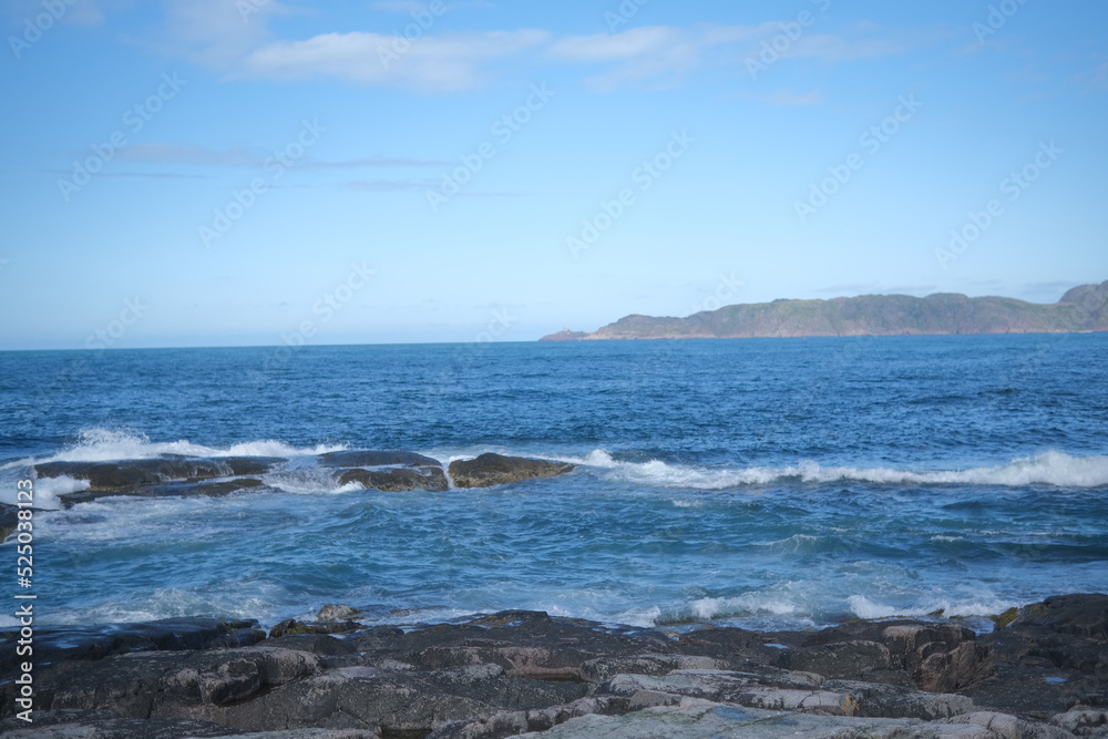 Rocky coast of the Barents Sea, Murmansk region, Russia Rocky coast of the Barents Sea, Murmansk region, Russia