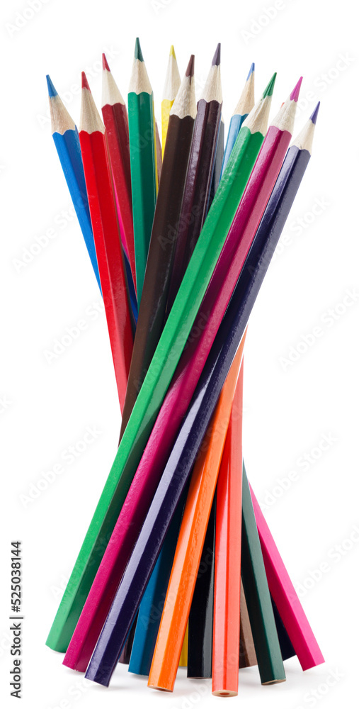 Fototapeta premium Colored pencils stand on a white. isolated