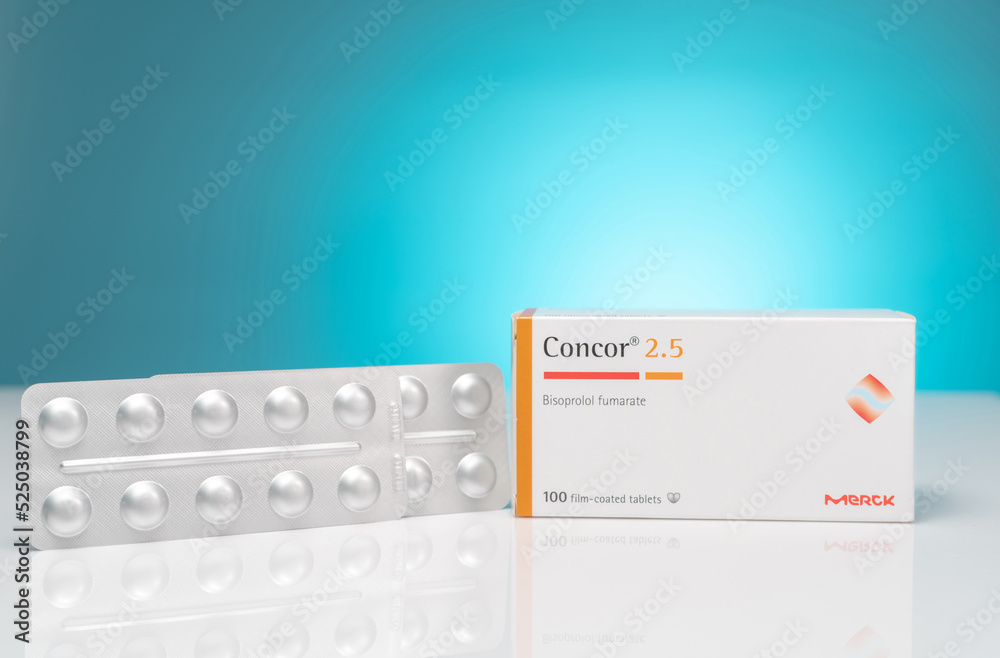 CHONBURI, THAILAND-AUGUST 19, 2022 : Concor 2.5 product of Merck in ...