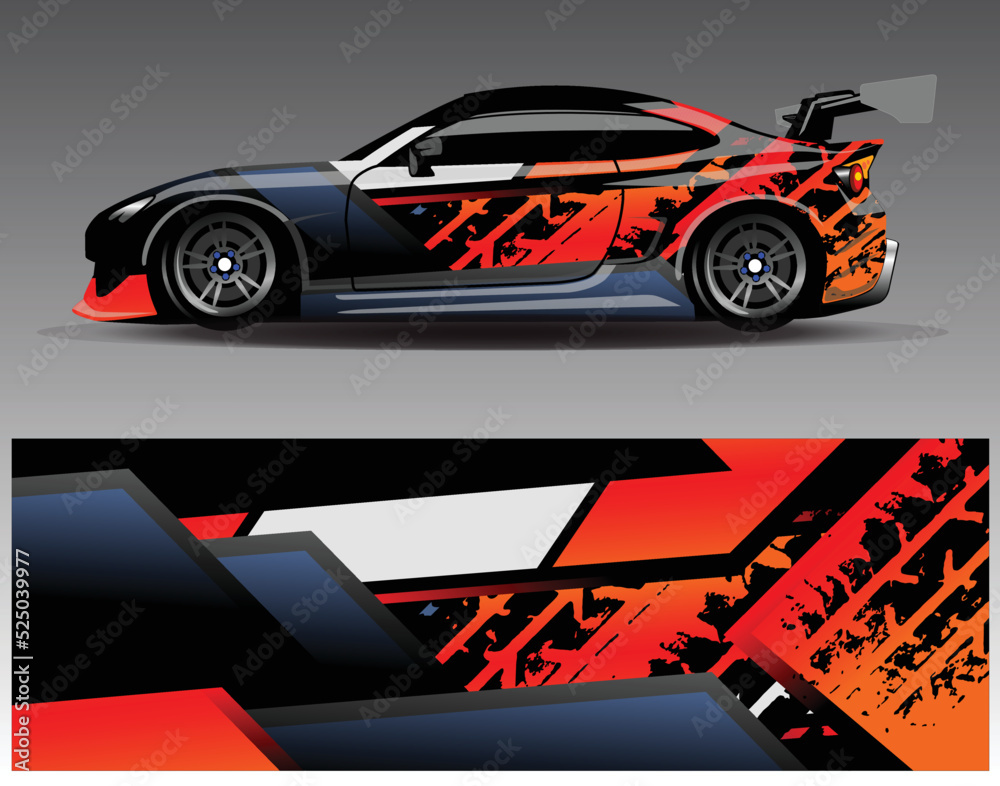 Graphic abstract stripe racing background kit designs for wrap vehicle race car rally adventure and livery