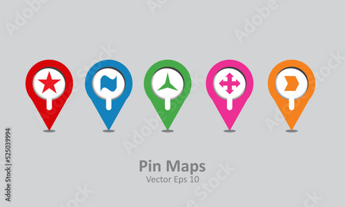 map color vector icon set for travel location