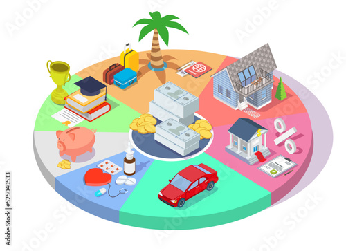 Finance managing vector budget planning pie chart