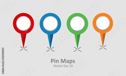 map color vector icon set for travel location | white background