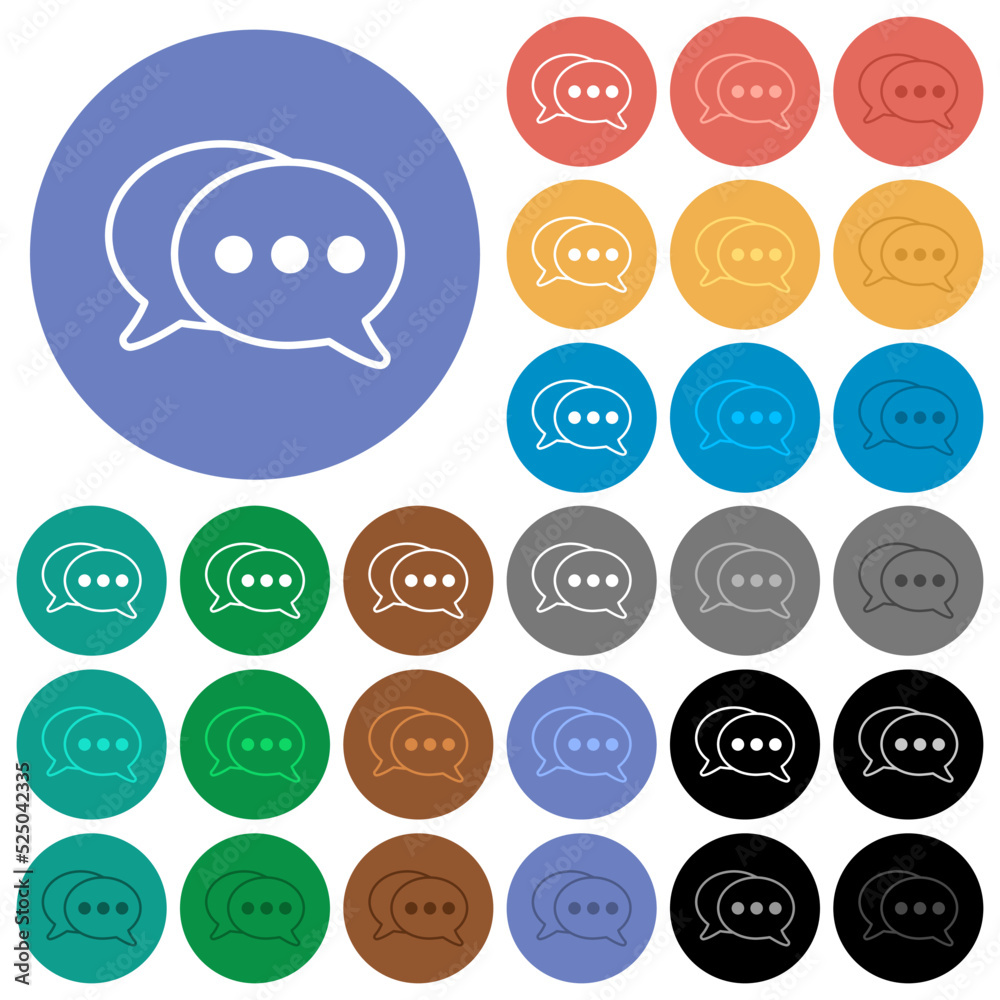 Two oval active chat bubbles outline round flat multi colored icons Two oval active chat bubbles outline round flat multi colored icons