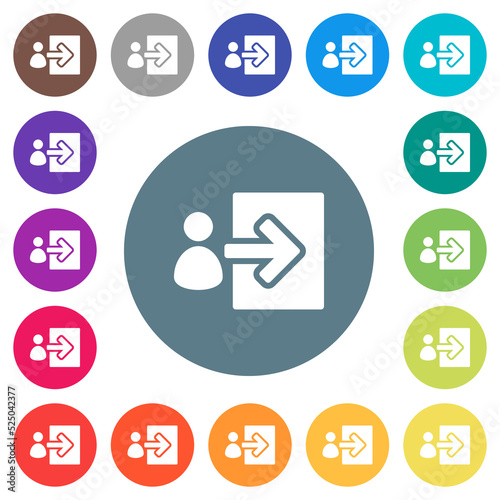 User login solid flat white icons on round color backgrounds