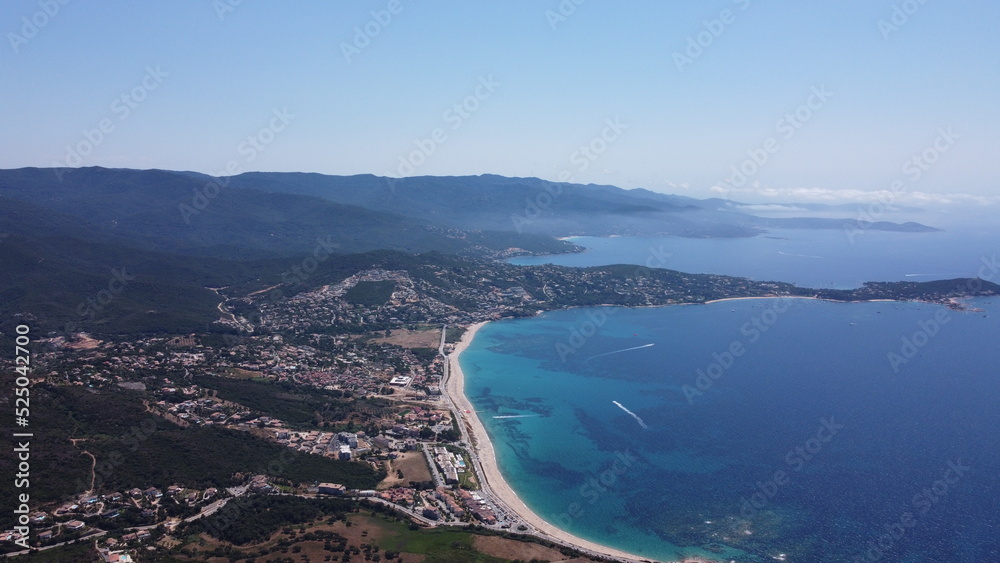 Corsica coast aerial sea and mountain view