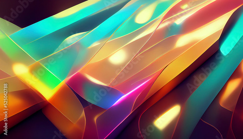 Abstract colorful background, vibrant, holographic, 3D rendering for wallpaper, flyer, banner, wall deco, print