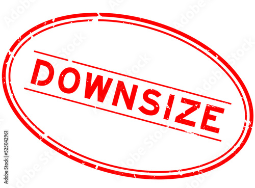 Grunge red downsize word oval rubber seal stamp on white background