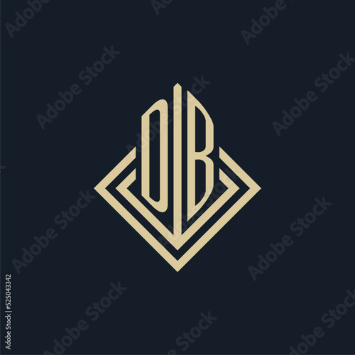 Initials DB logo rhombus lines shape style, luxury modern real estate logo design