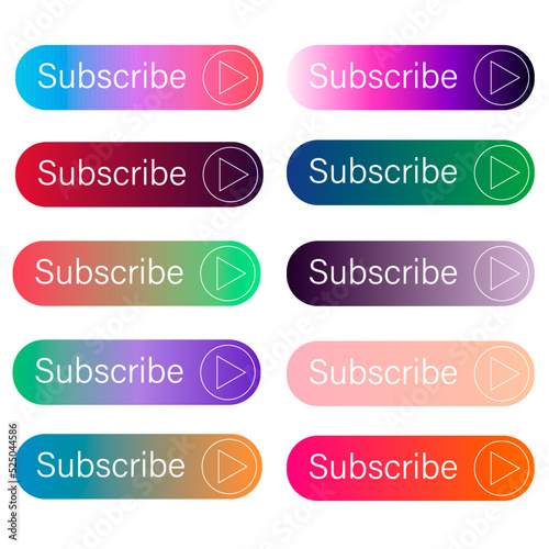 Subscribe gradient button in flat style. Label subscribe for video channel for website in vector