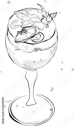 Cocktail glass line art vector poster menu template