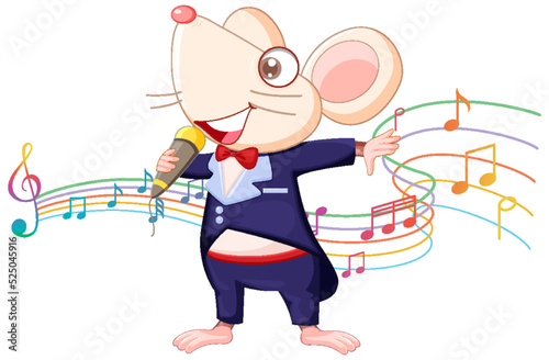 Rat singer cartoon character on white background