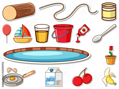 Sticker set of mixed daily objects