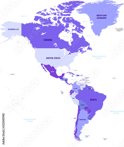アメリカ大陸地図 Map of North AND South America continent