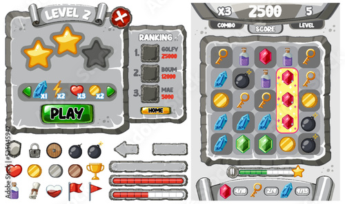 Game element template design set