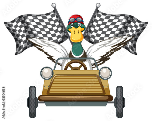 Soapbox derby with duck driving car