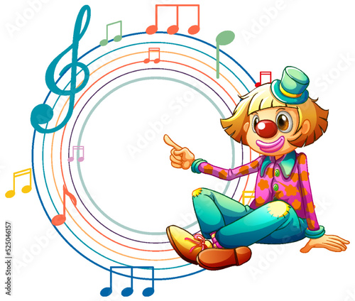 Cute clown with blank music note template