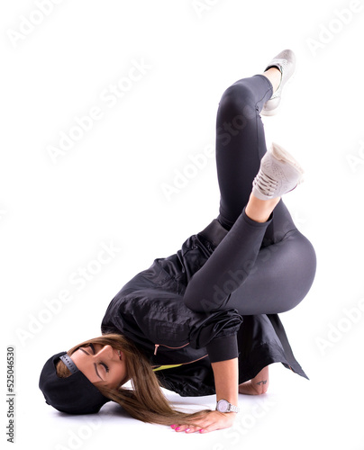 Hip hop girl dancer dancing isolated on white background