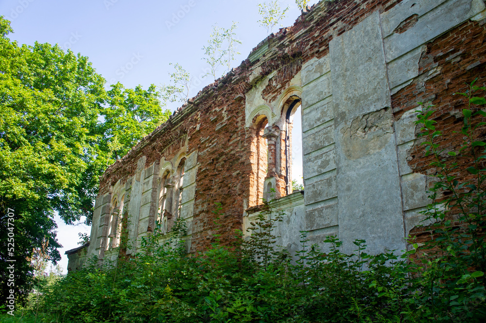 A beautiful medieval old ruined palace. Ancient red brick ruins A beautiful medieval old ruined palace. Ancient red brick ruins