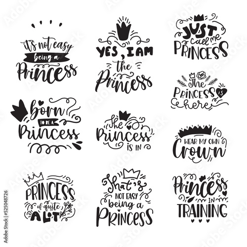 set of elements
Hand lettering illustration
Princess
baby born t-shirt signs