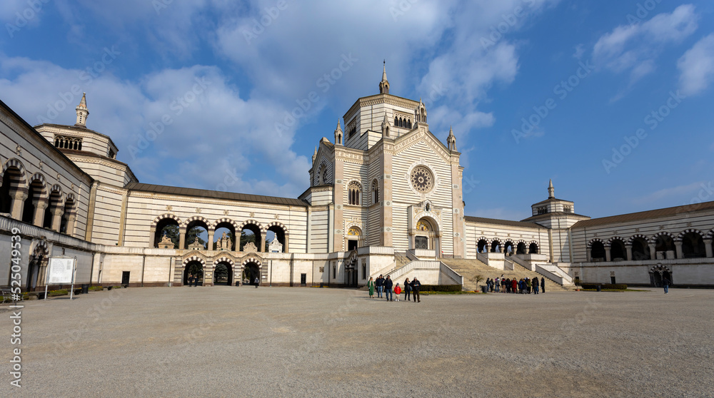 MILAN, ITALY, MARCH, 5, 2022 - View of the Monumental cemetery of Milan, Italy