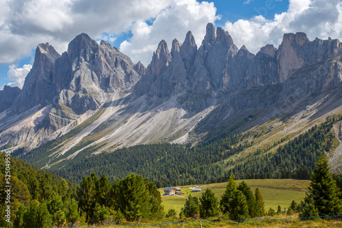 The Odle group (Geislergruppe) is a mountain range in the Dolomites surrounded by Val Badia, Val Gardena and Val of Funes, in South Tyrol, province of Bolzano, Italy. © faber121