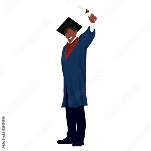 Happy graduating student on white background