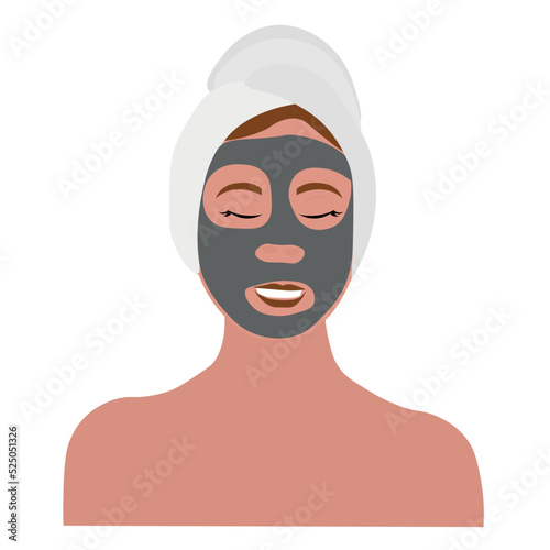 Beautiful woman with facial mask against white background