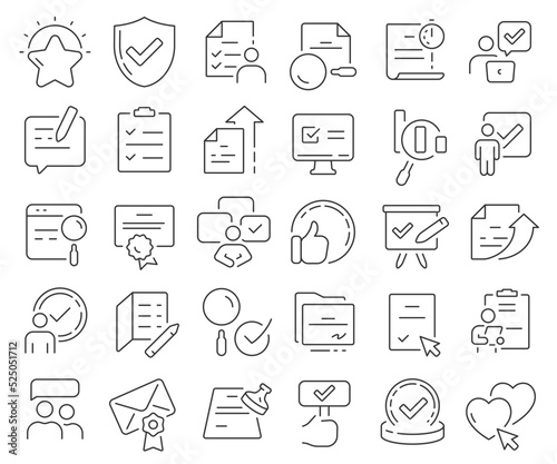 Evaluation line icons collection. Thin outline icons pack. Vector illustration eps10