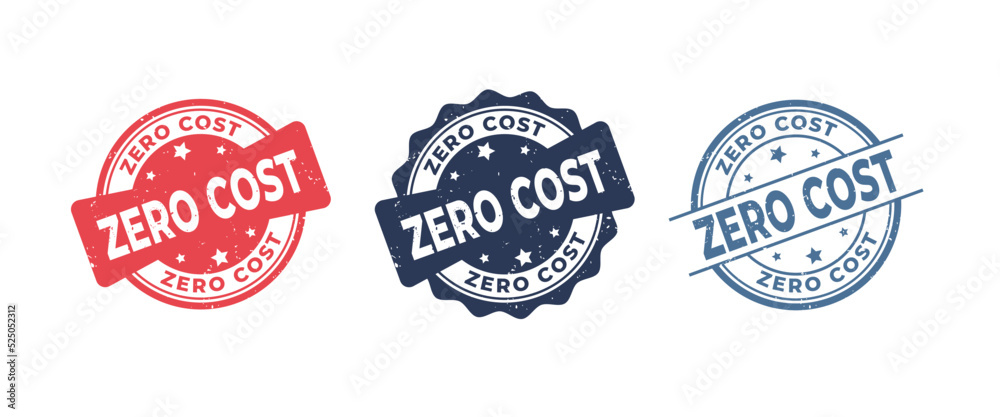 Zero Cost Sign or Stamp Grunge Rubber on White Background