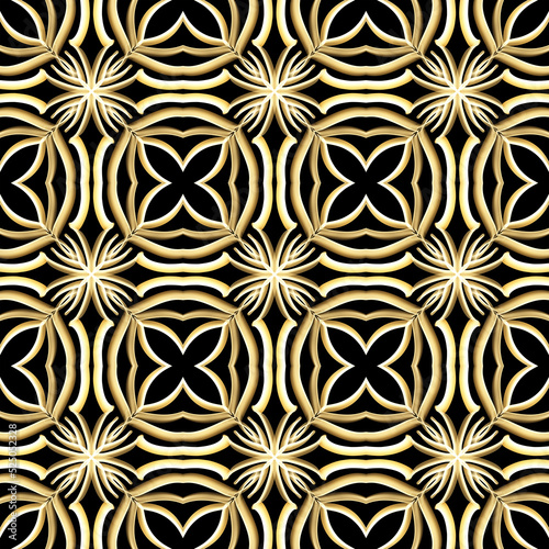 Seamless luxurious surface pattern in golden color. Use for fashion design, clothing, fabrics, home decoration, bedding, wallpapers, invitations, greeting cards and gift packages.