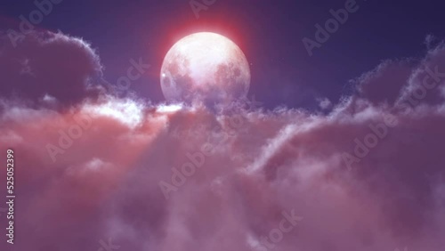 dream fly in clouds and moon