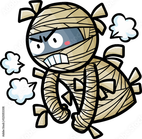 Funny mad mummy cartoon illustration