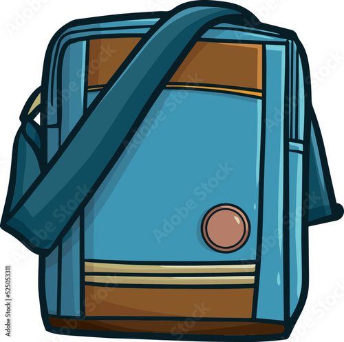 Casual blue brown sling bag cartoon illustration