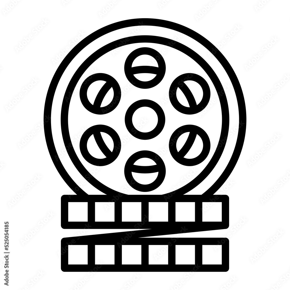 Video Camera Film Tape Reel line icon. Film roll outline vector illustration Video Camera Film Tape Reel line icon. Film roll outline vector illustration