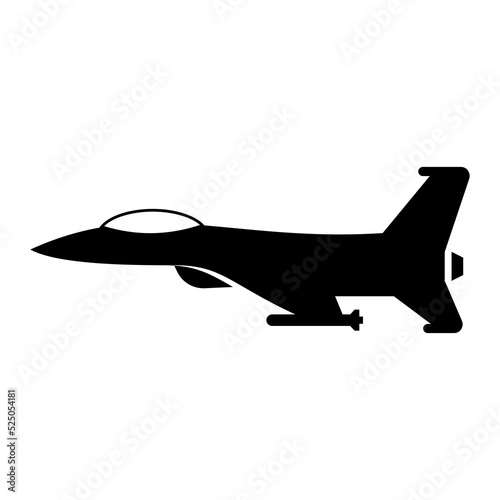 Side view Fighter Jet icon. Plane or Air force vector illustration