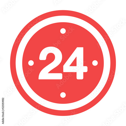 Time or Clock icon. 24 hours or Twenty four hour vector illustration