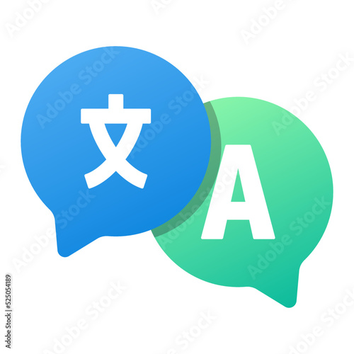 Language translation flat icon. Chat bubbles Translate service vector illustration