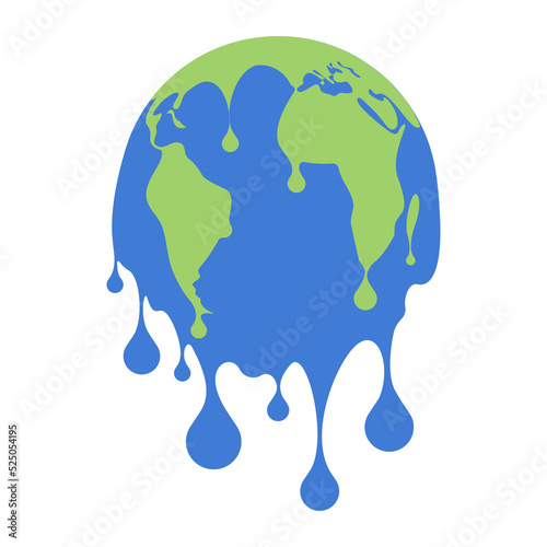 Melting world flat design. Global warming vector illustration