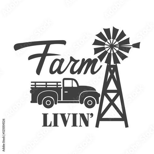 Farm Livin' farmhouse quotes. Farmhouse Saying. Isolated on white background. Farm Life sign.  Southern vector quotes.