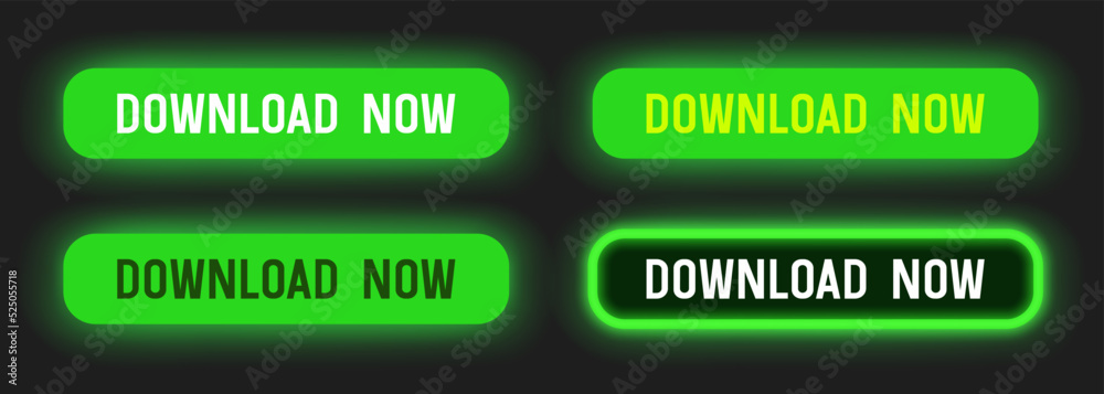 Neon buttons Download now. Set of green neon buttons. Green lamp. Vector clipart isolated on white background. Neon buttons Download now. Set of green neon buttons. Green lamp. Vector clipart isolated on white background.